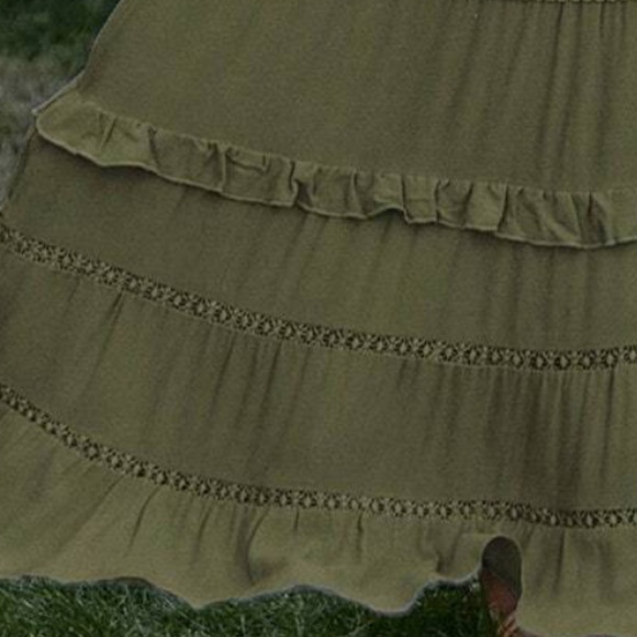 Boho Navy Blue Ruffle Hem Tassel Summer Maxi Skirt - Picture 7 of 12